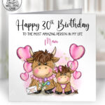 3744 personalised highland cow mum baby card 2