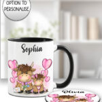 3746 personalised highland cow mum baby coaster 1