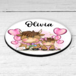 3746 personalised highland cow mum baby coaster 2