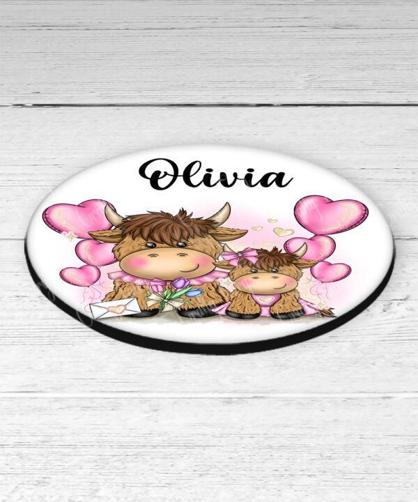 3746 personalised highland cow mum baby coaster 2