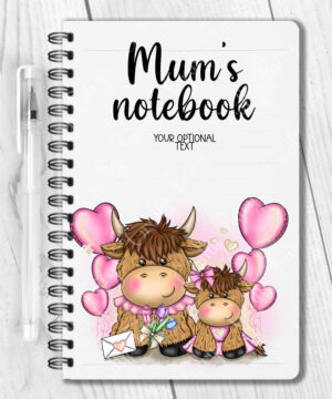 3749 personalised highland cow mum baby a5 notebook 1