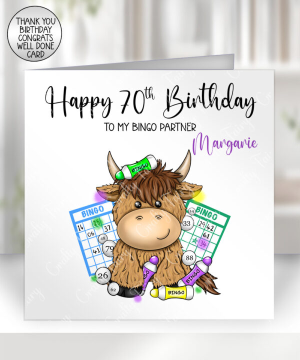 3750 personalised highland cow bingo player card 1