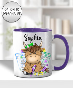 3751 personalised highland cow bingo player mug 1