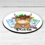 3752 personalised highland cow bingo player coaster 2