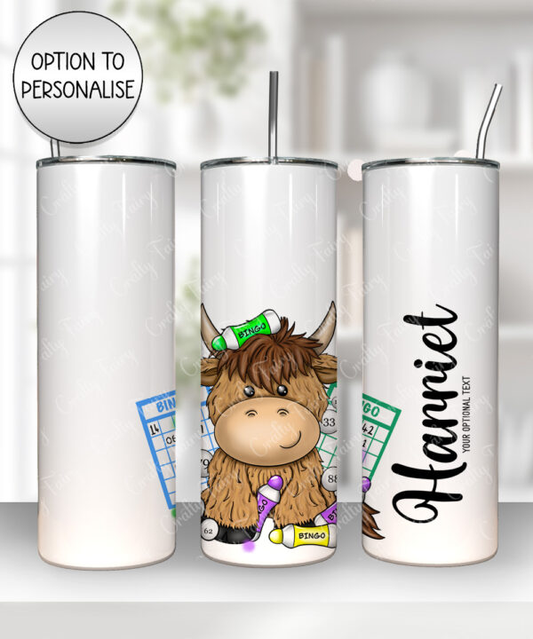 3754 personalised highland cow bingo player tumbler 1
