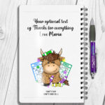 3755 personalised highland cow bingo player notebook 2
