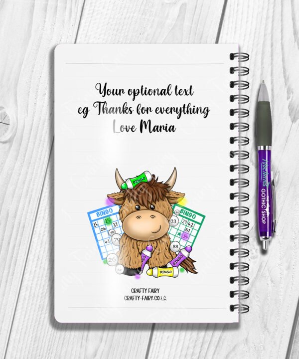 3755 personalised highland cow bingo player notebook 2