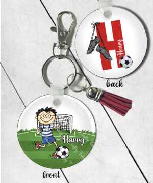 3767 personalised footballer cartoon boy keyring 1