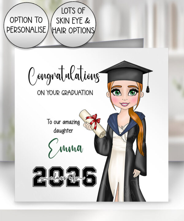 personalised graduation girl class of 2026 congratulations card for daughter granddaughter