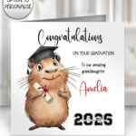 personalised capybara congratulations on your graduation card