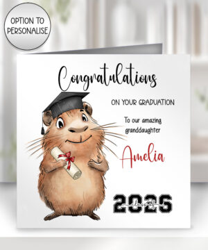 personalised capybara congratulations on your graduation card