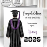 personalised graduation back view man congratulations card for him