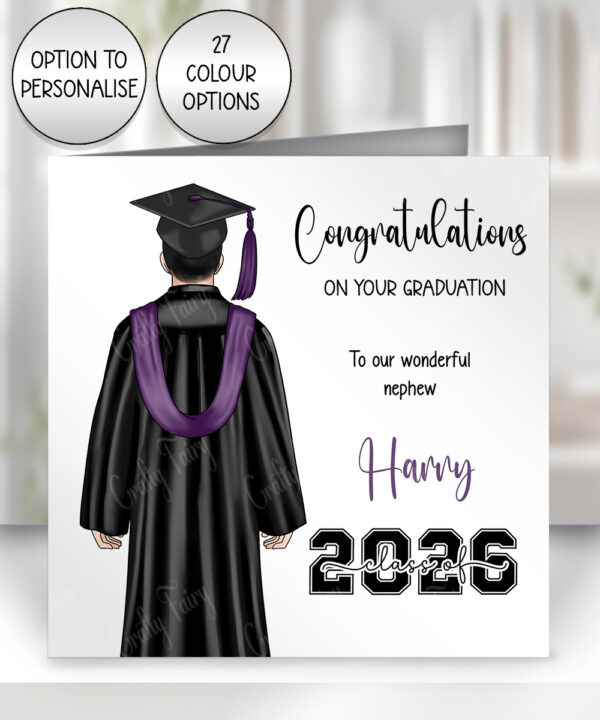 personalised graduation back view man congratulations card for him
