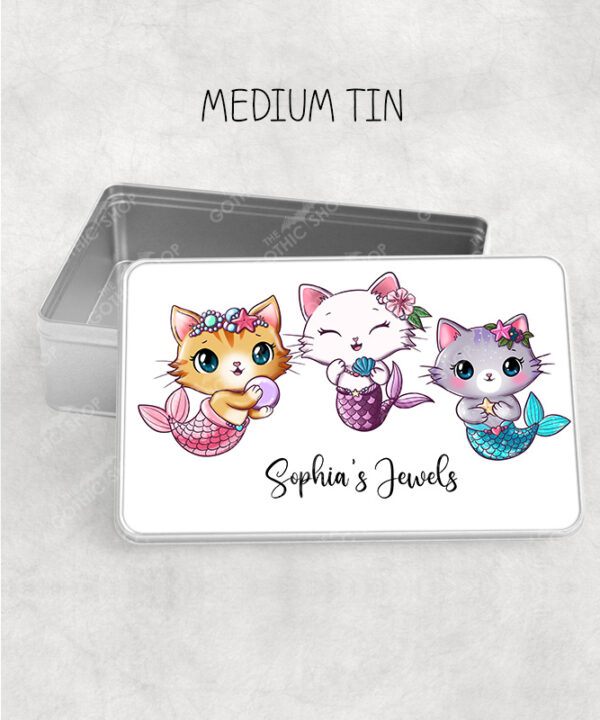 3792 personalised mermaid kitty cat storage tin 1