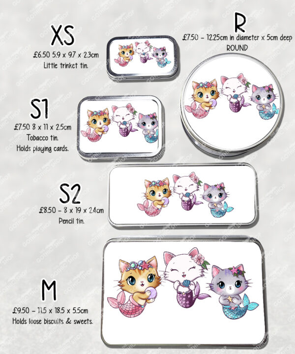 3792 personalised mermaid kitty cat storage tin 2