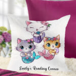 3794 personalised mermaid kitty cat cushion 1