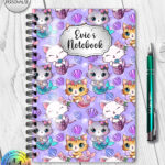 3796 personalised mermaid kitty cat a5 notebook 1