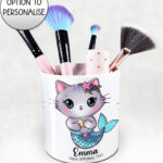 3799 personalised mermaid kitty cat pen pot 1