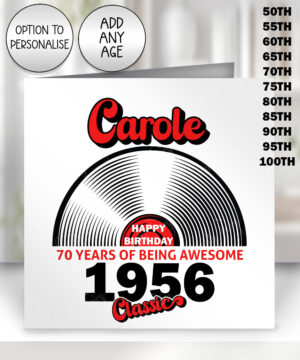 personalised vintage vinyl record classic birthday card