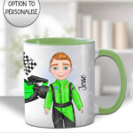 3819 personalised boy green formula1 racing car mug 1