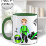 3819 personalised boy green formula1 racing car mug 2