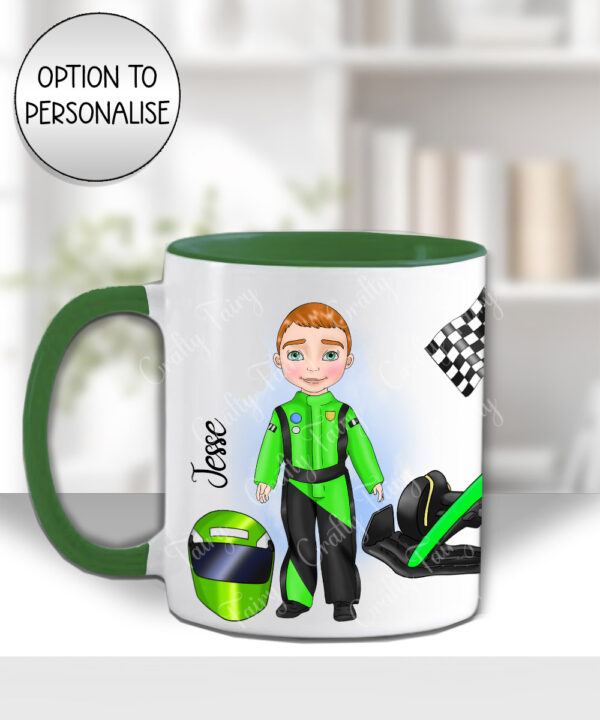 3819 personalised boy green formula1 racing car mug 2