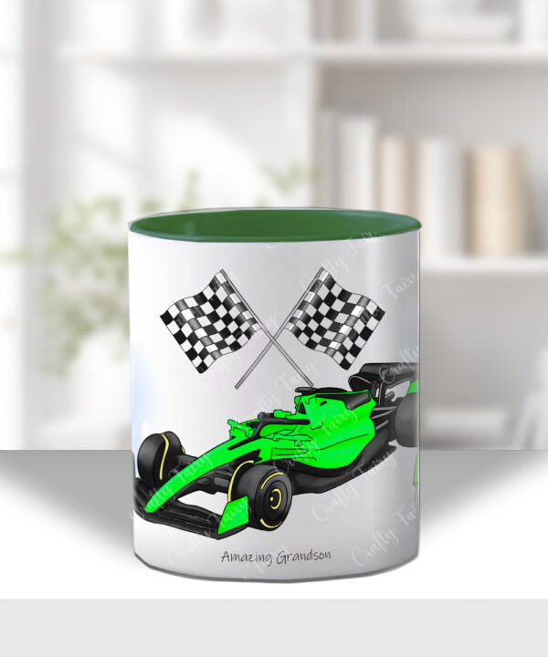 3819 personalised boy green formula1 racing car mug 3