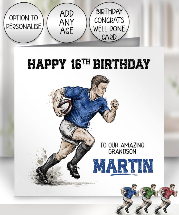 3830 personalised grunge man rugby personalised card