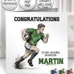 3830 personalised grunge man rugby personalised card green