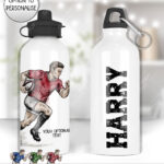 personalised rugby motion inky grunge man 600ml water bottle