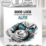 3834 personalised grunge man rugby personalised card teal