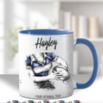 3839 personalised grunge lady rugby personalised mug blue