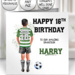 personalised rugby or football watercolour splash boy birthday or congratulations card
