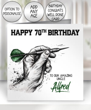 3844 personalised darts player birthday card green