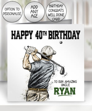 3852 personalised ink grungy golfer birthday card
