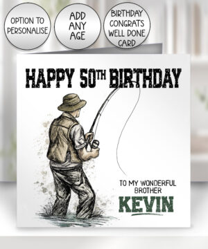 3856 personalised inky grungy fisherman birthday card 1