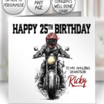 3864 personalised grunge motorbike birthday card