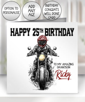 3864 personalised grunge motorbike birthday card