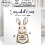 3875 personalised bunny new baby girl card