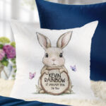 3876 personalised bunny new baby boy cushion 1