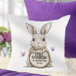 3876 personalised bunny new baby girl cushion 1