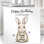 personalised cutest bunny & butterfly birthday card for girl or boy