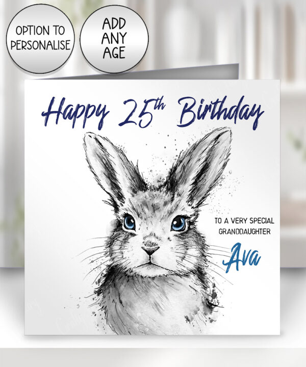 3878 personalised inky grunge rabbit card 1
