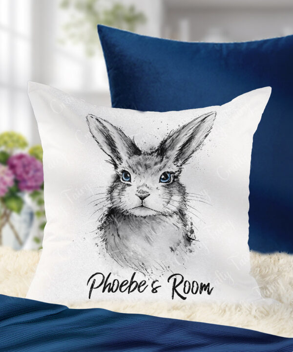 3881 personalised inky grunge rabbit cushion