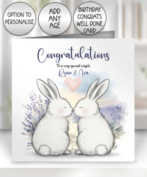 3882 personalised bunny couple wedding congrats card 1