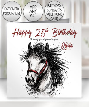 3892 inky grungy horse birthday card 1