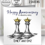 personalised inky grunge chess checkmate card wedding or anniversary card