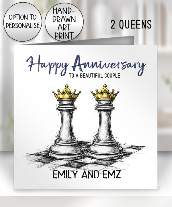 personalised inky grunge chess checkmate card wedding or anniversary card