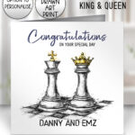 personalised inky grunge chess checkmate card wedding or anniversary card