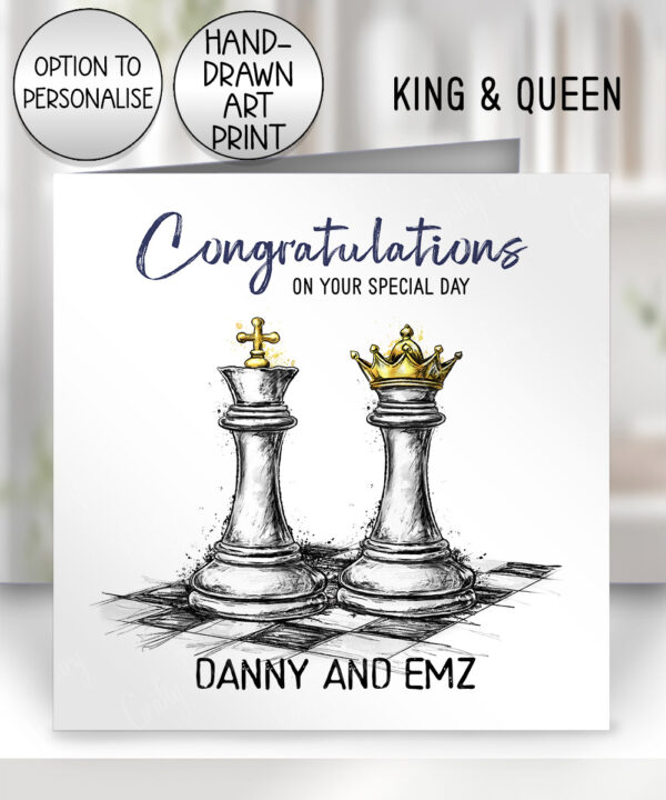 personalised inky grunge chess checkmate card wedding or anniversary card